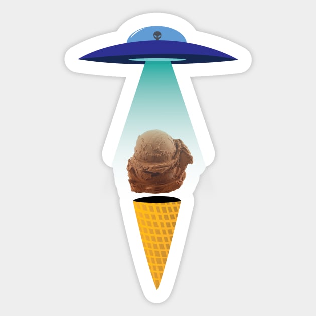 Ufo Alien Chocolate Ice Cream Abduction Sticker by ACGraphics